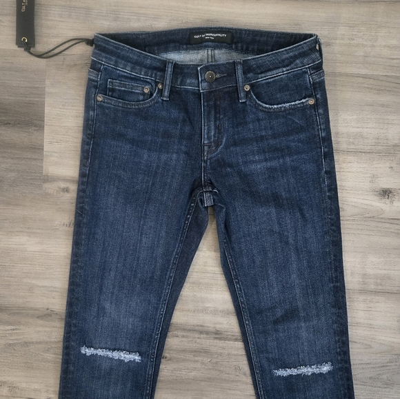 Cult Of Individuality New York Dark Blue Frayed Hem High Rise Ankle Jeans sz 25 - Picture 7 of 15